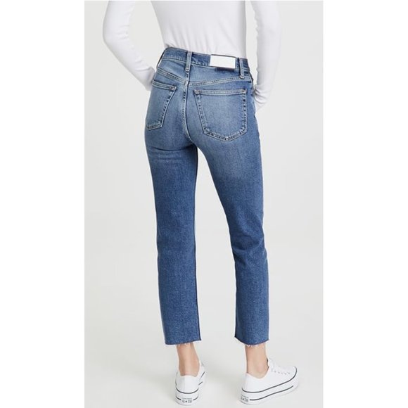 RE/DONE Womens Jeans 30 70's Stove Pipe Hi-Rise Medium Wash Crop Straight Leg - Picture 3 of 9